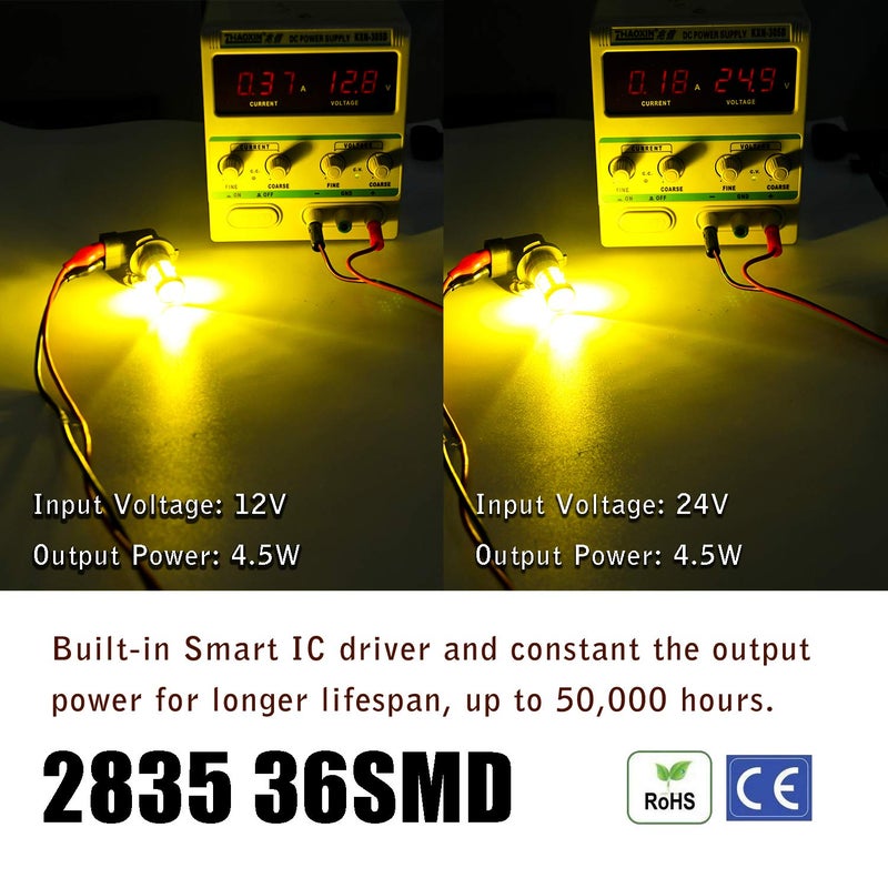 KISLED Super Bright 3000lm H8 H11 LED Fog Lights Bulbs DRL High Power 3030 Chips with Projector Lens Replacement for Cars Trucks, Golden Yellow - Image 2